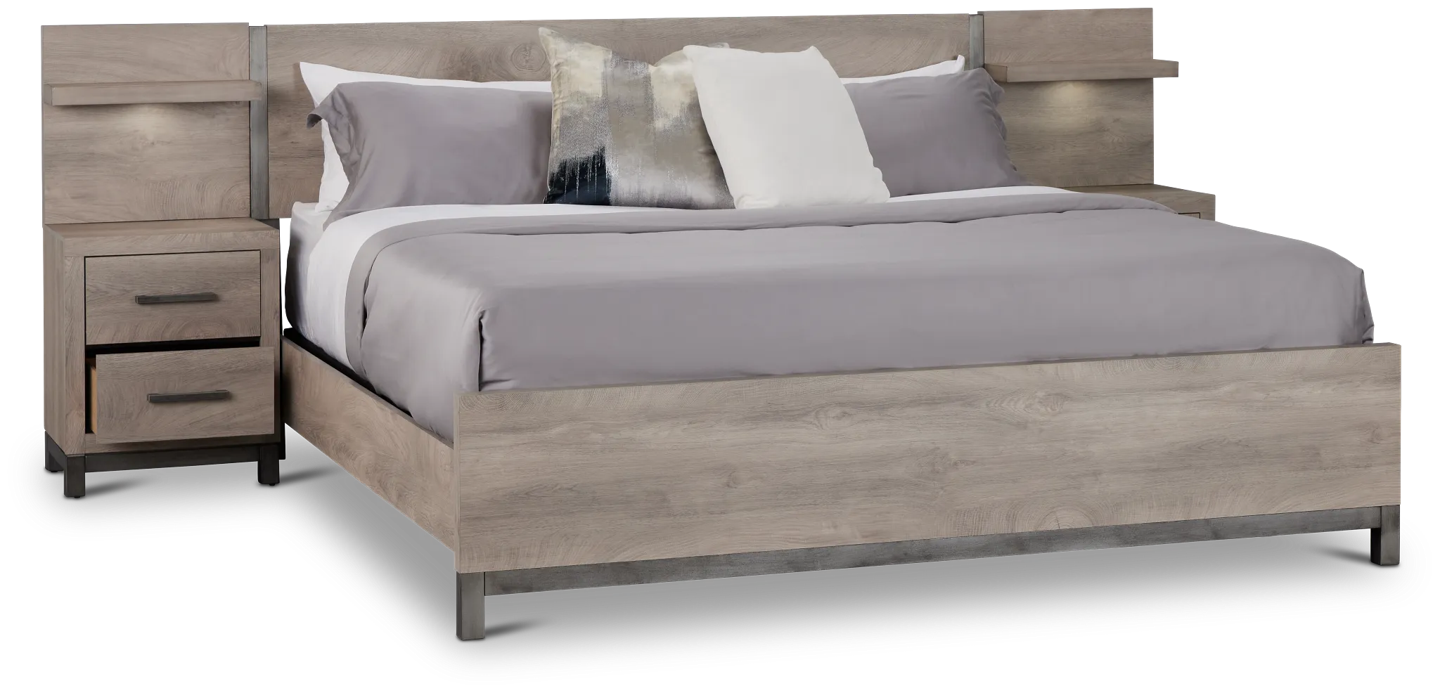 Evanston Gray Spread Bed W/ Two Nightstands