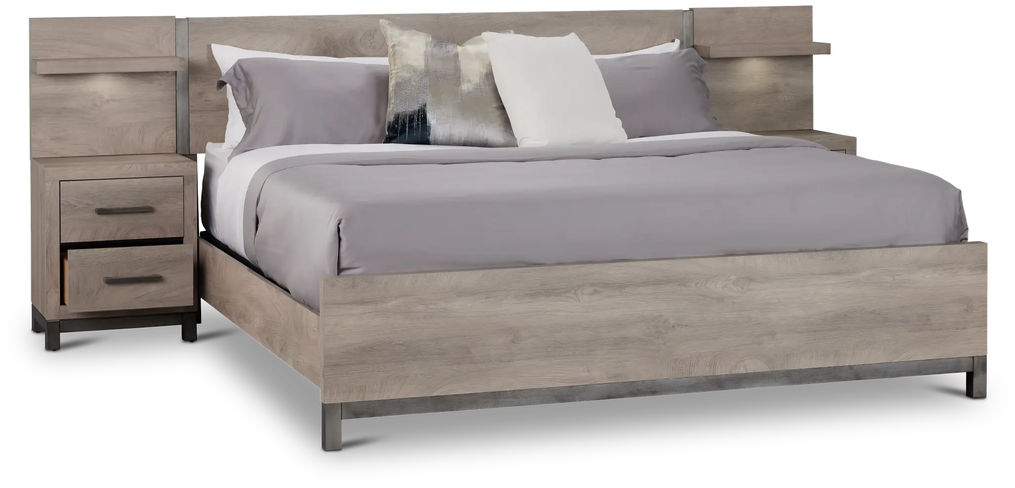 Evanston Gray Spread Bed W/ Two Nightstands Evanston Gray Spread Bed W/ Two Nightstands