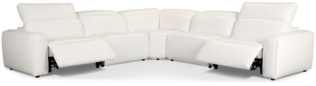Tidal White Lthr/vinyl Small Two-arm Power Reclining Sectional