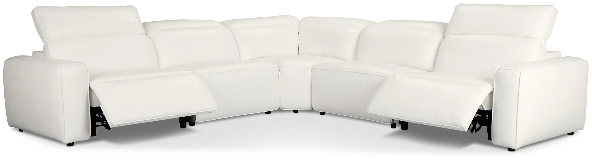 Tidal White Lthr/vinyl Small Two-arm Power Reclining Sectional