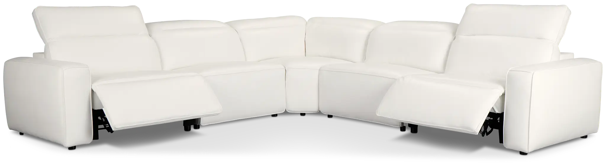 Tidal White Lthr/vinyl Small Two-arm Power Reclining Sectional Tidal White Lthr/vinyl Small Two-arm Power Reclining Sectional
