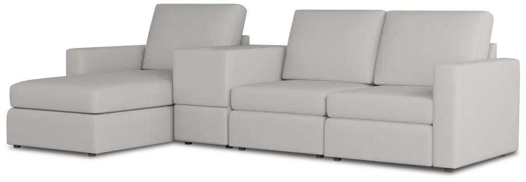 Citymod Light Gray Fabric Small Left Chaise Sectional With Media Console Citymod Light Gray Fabric Small Left Chaise Sectional With Media Console