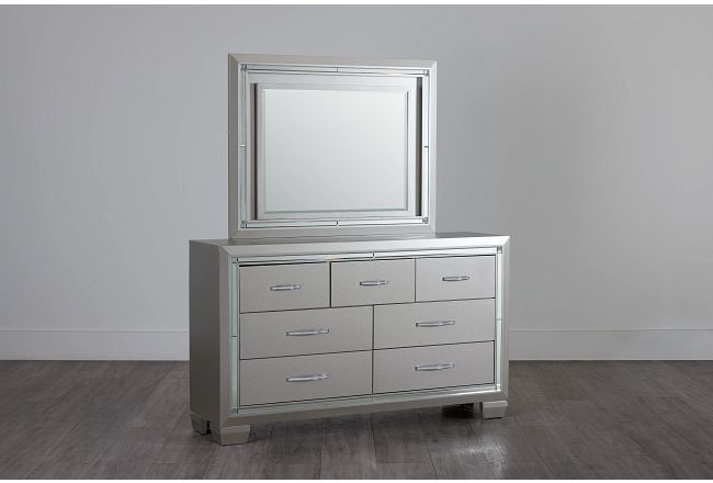 Platinum Silver Dresser & Mirror