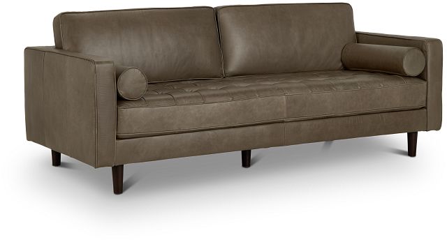 Ezra Gray Leather Sofa (1)