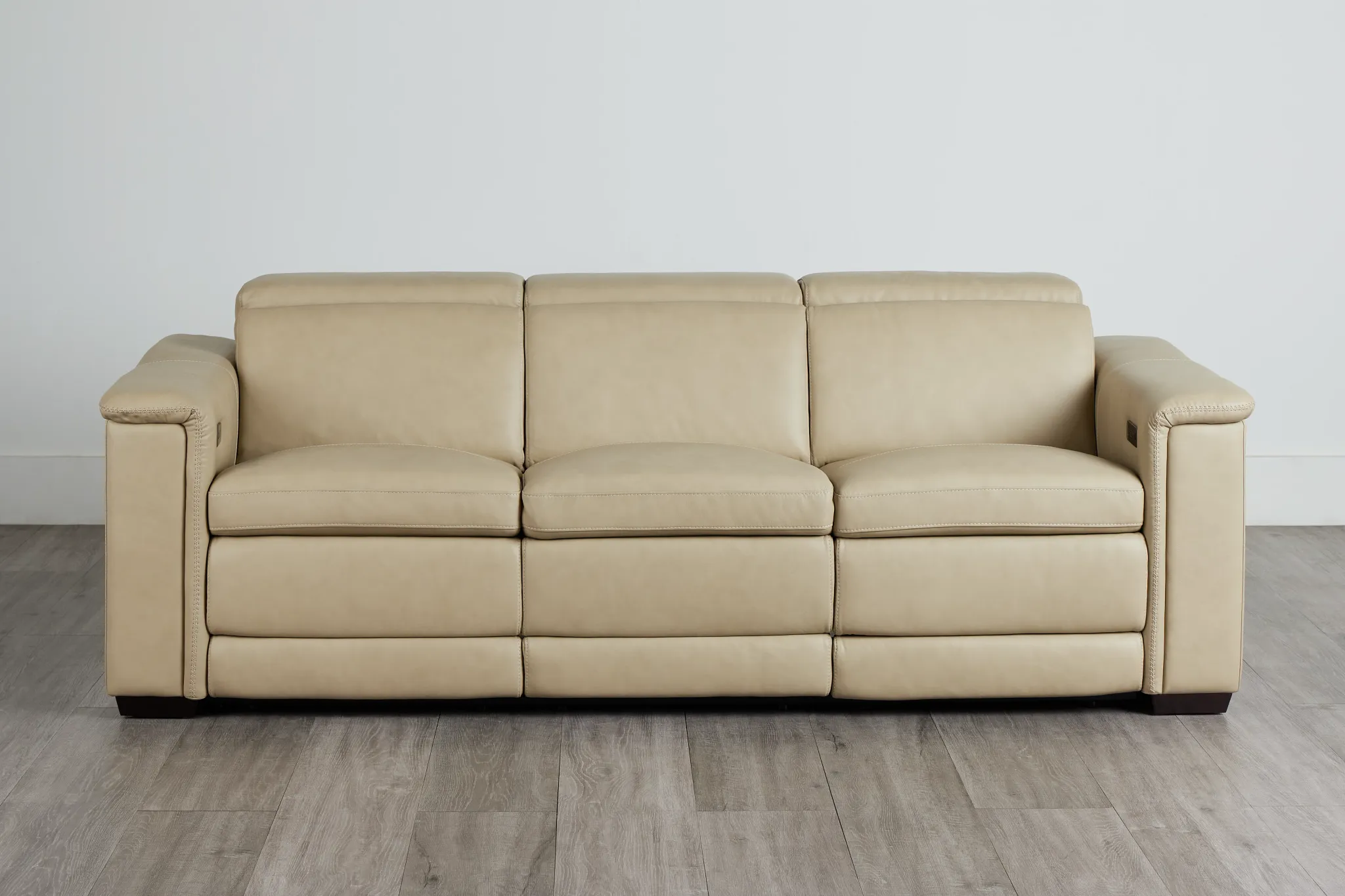 Ainsley Beige Leather Power Reclining Sofa