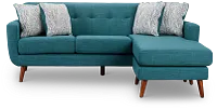 Raya Dark Teal Fabric Chaise Sectional