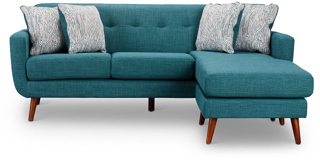 Raya Dark Teal Fabric Chaise Sectional