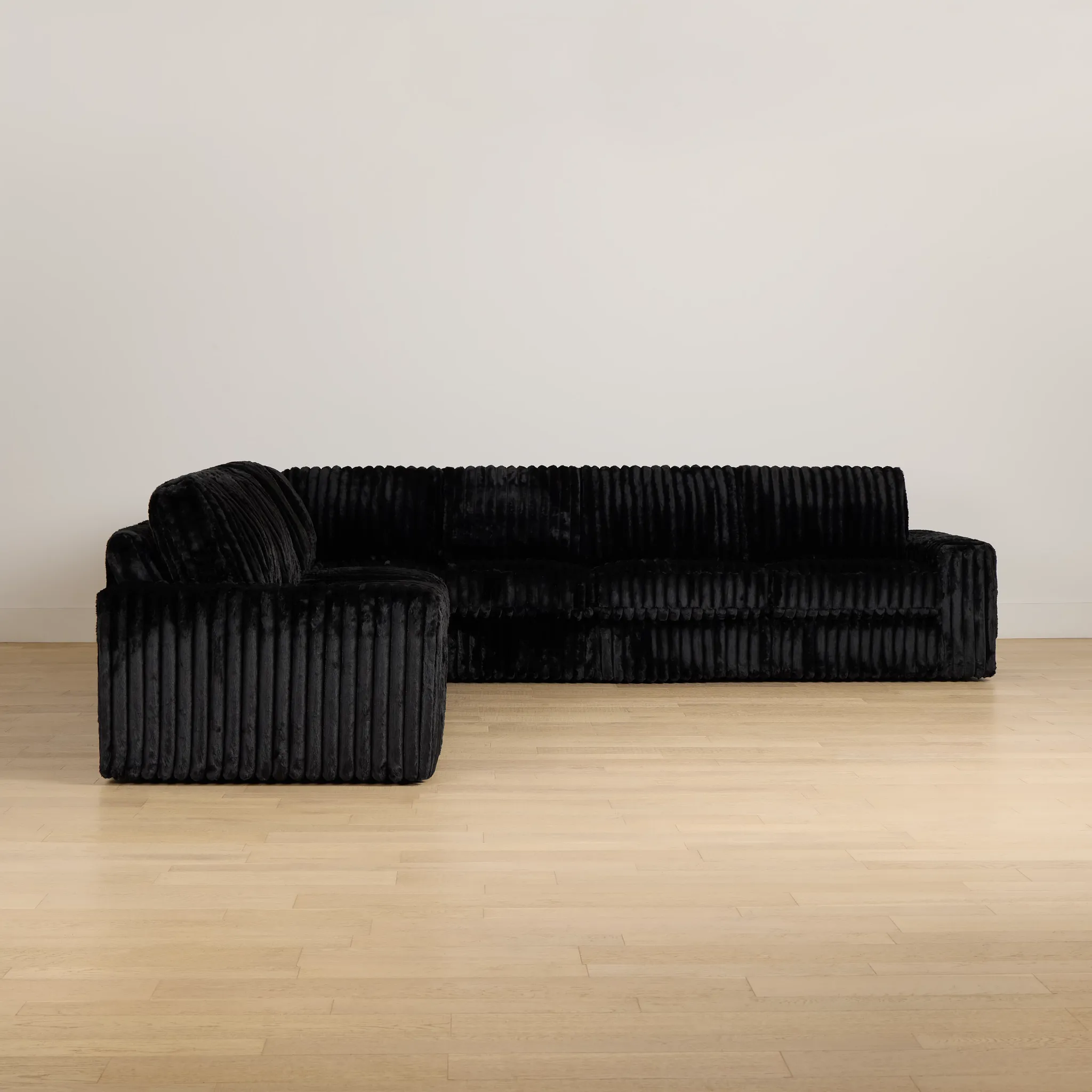 Teddy Black Fabric Large Two-arm Sectional