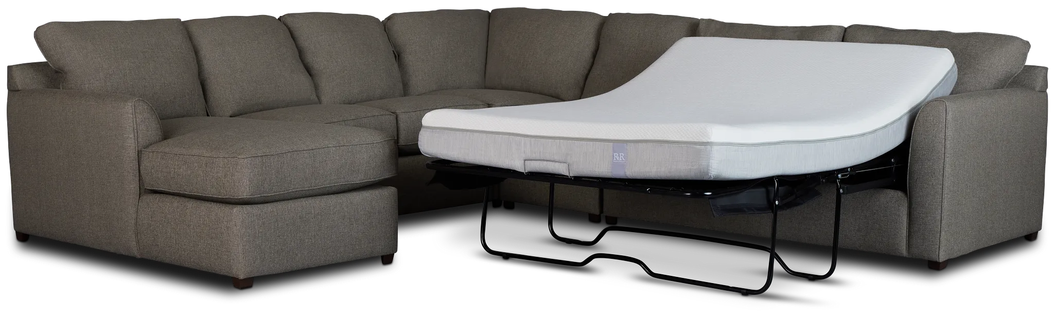 Asheville Brown Cool Mfoam Left Chaise Memory Foam Sleeper Sectional