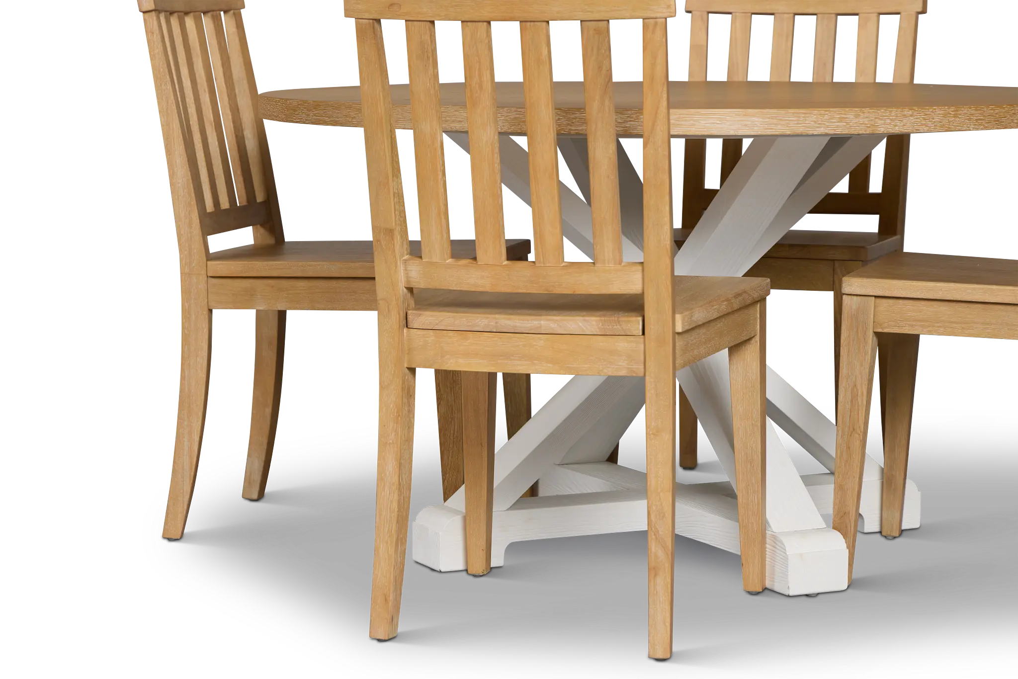 Nantucket Two-tone Pine Round Table & 4 Light Tone Chairs Nantucket Two-tone Pine Round Table & 4 Light Tone Chairs