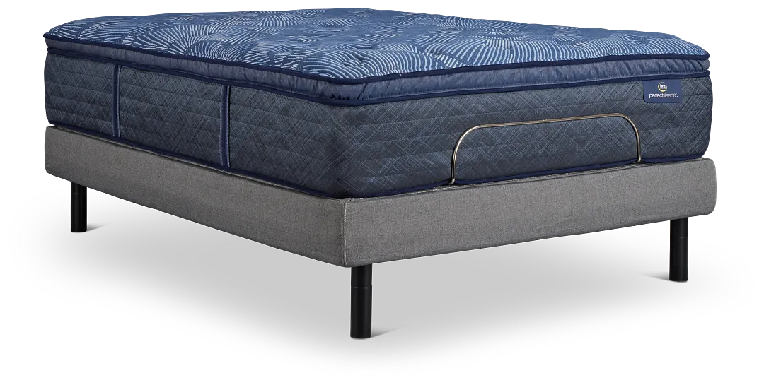 Serta Perfect Sleeper Cobalt Calm Plush Motion Perfect 4 Adjustable Base Set