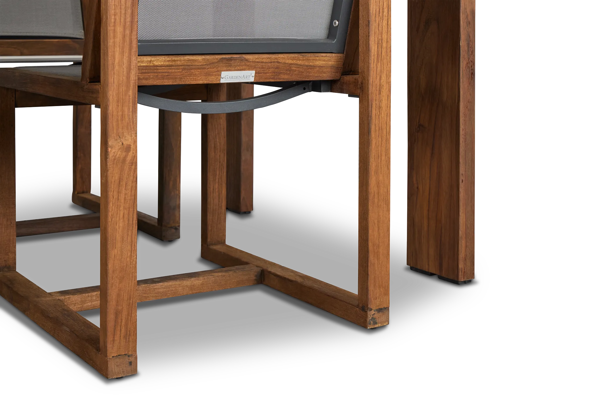 Linear Teak 70" Teak Table & 4 Teak Sling Side Chairs