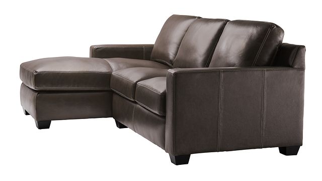 Carson Dark Brown Leather Small Left Chaise Sectional (1)