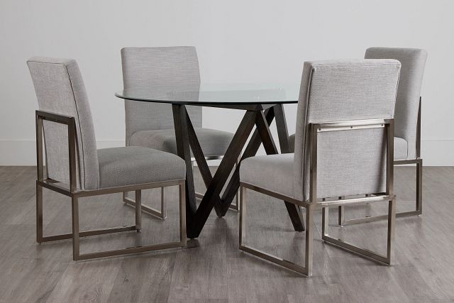 Tribeca Dark Tone Glass Round Table & 4 Metal Chairs (0)