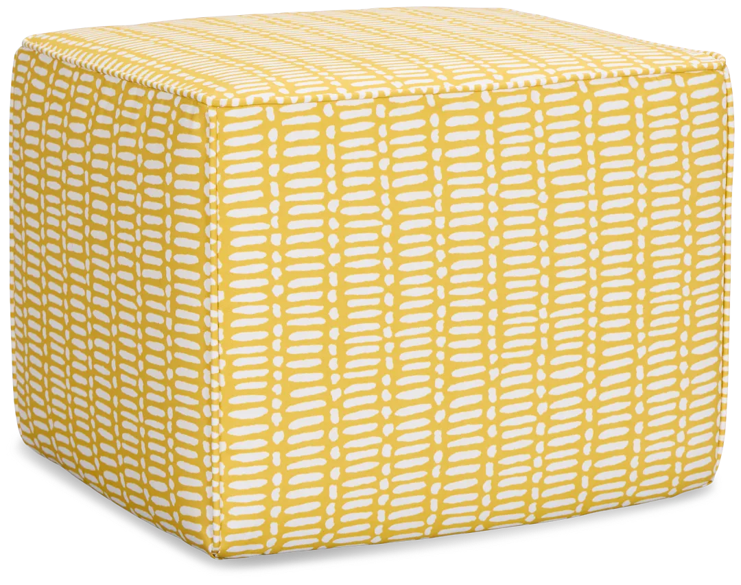 Deja Yellow Fabric Accent Pouf