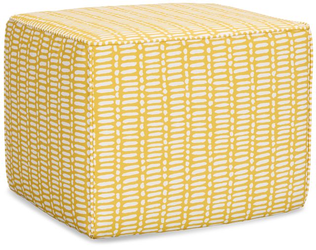 Deja Yellow Fabric Accent Pouf