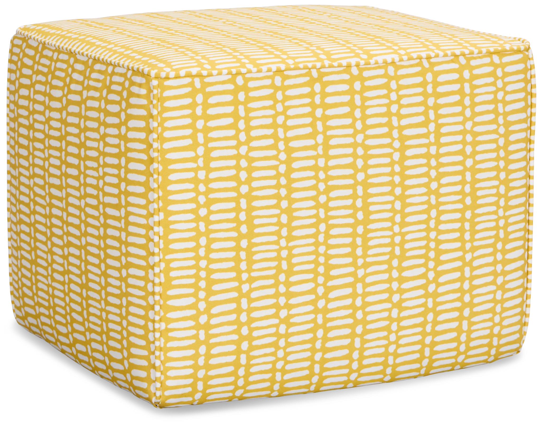 Deja Yellow Fabric Accent Pouf