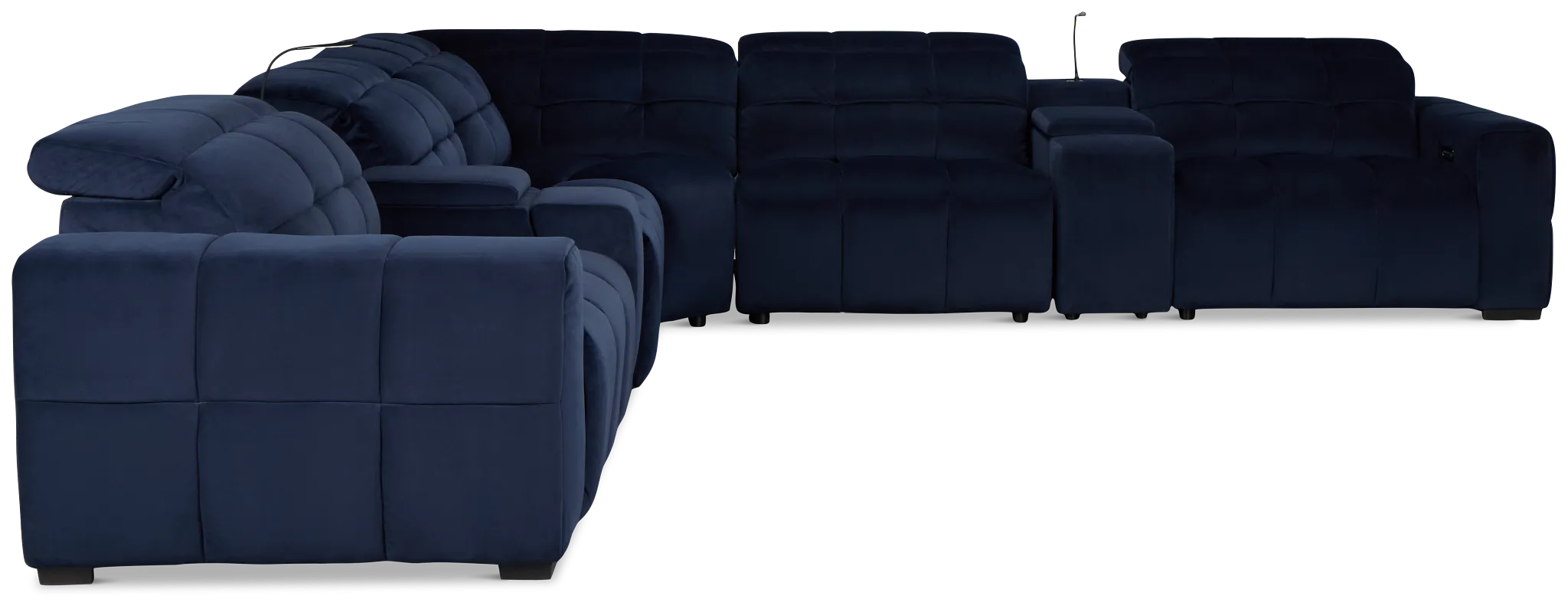 Gemma Navy Velvet Large Dual Power Left Chaise Sectional