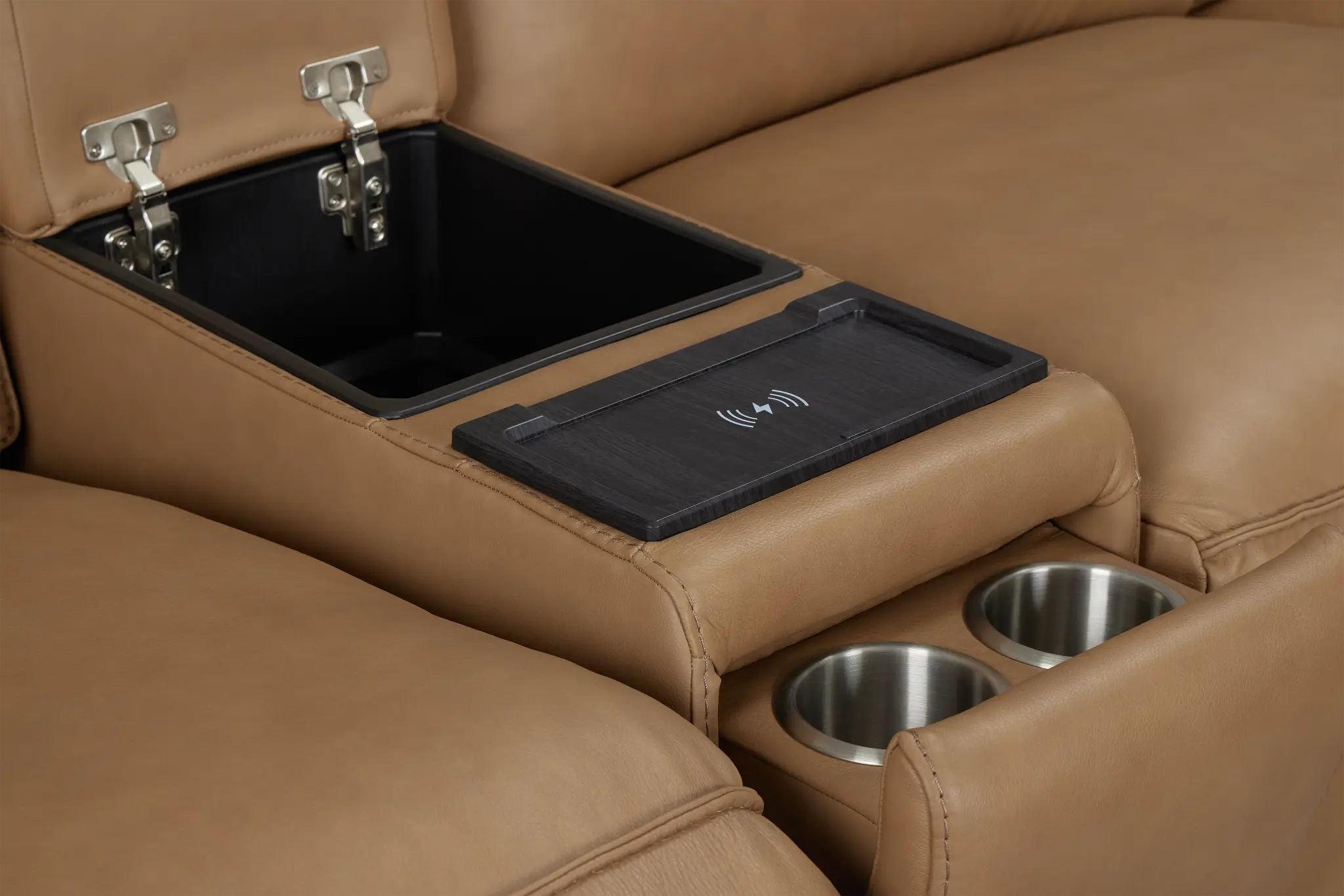 Ryland Brown Lthr/vinyl Large Dual Power Reclining Two-arm Sectional Ryland Brown Lthr/vinyl Large Dual Power Reclining Two-arm Sectional