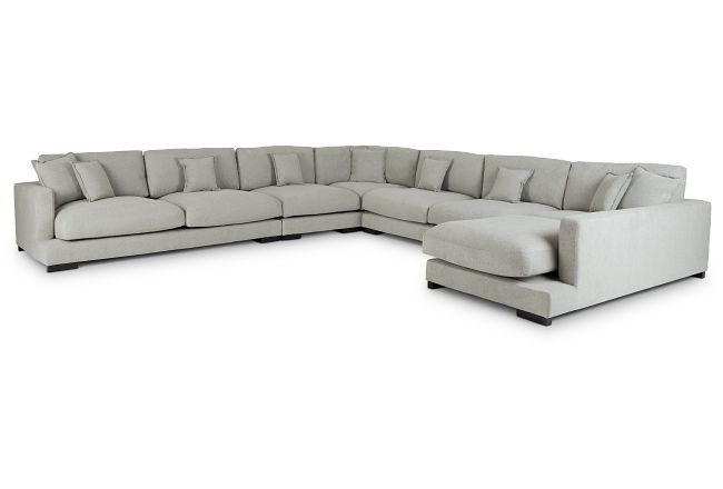 Emery Gray Fabric Large Right Chaise Sectional