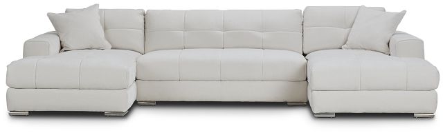 Brielle White Fabric Double Chaise Sectional