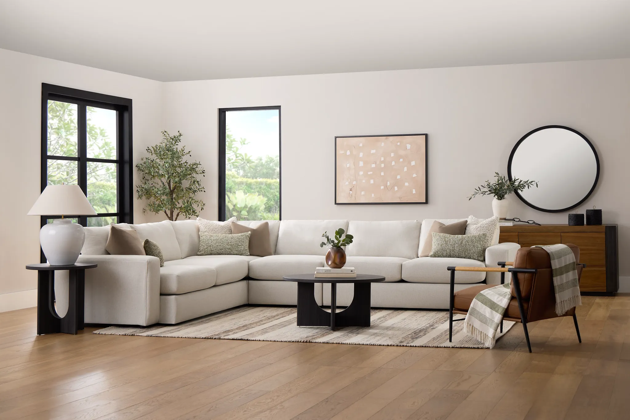 Brantley Light Beige Fabric Medium Two-arm Sectional