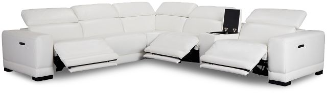 Lombardy White Micro Medium Triple Power 2-arm Sectional