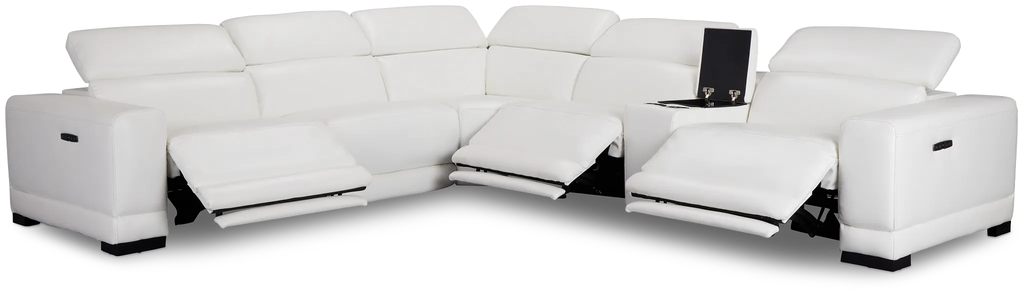 Lombardy White Micro Medium Triple Power 2-arm Sectional