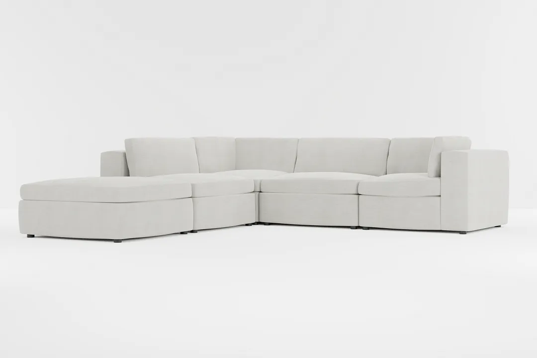 Destin Maguire Ivory Fabric 5pc Bumper Sectional