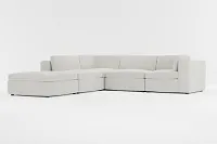 Destin Maguire Ivory Fabric 5pc Bumper Sectional