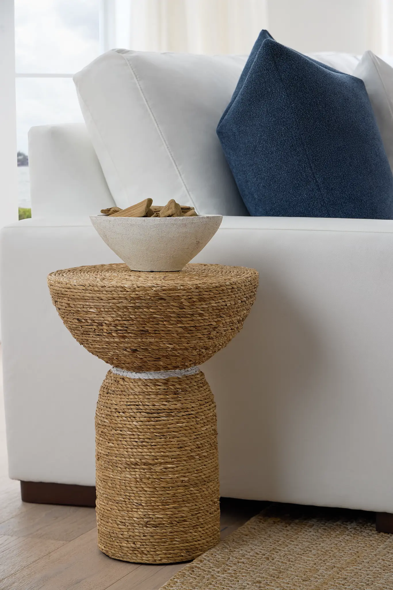 Harley Light Tone Woven Pedestal Table Harley Light Tone Woven Pedestal Table