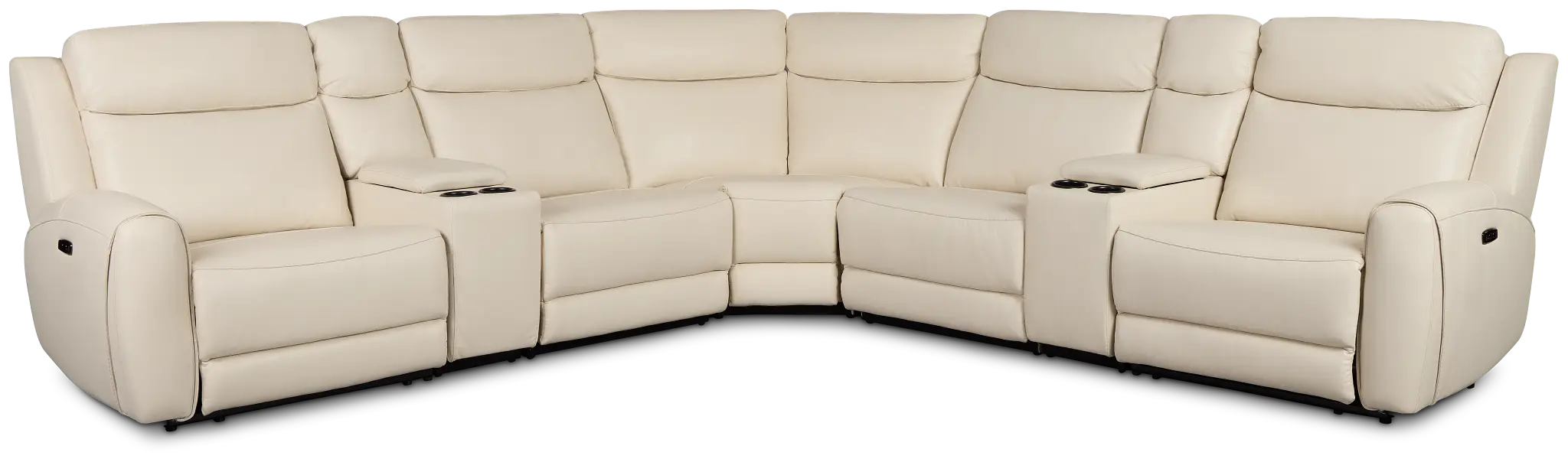 Walker Ivory Lthr/vinyl Large Dual Power Reclining Two-arm Sectional Walker Ivory Lthr/vinyl Large Dual Power Reclining Two-arm Sectional