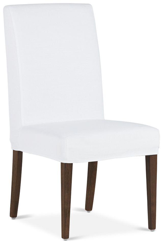 Destination White Short Slipcover Chair With Medium-tone Leg (1)