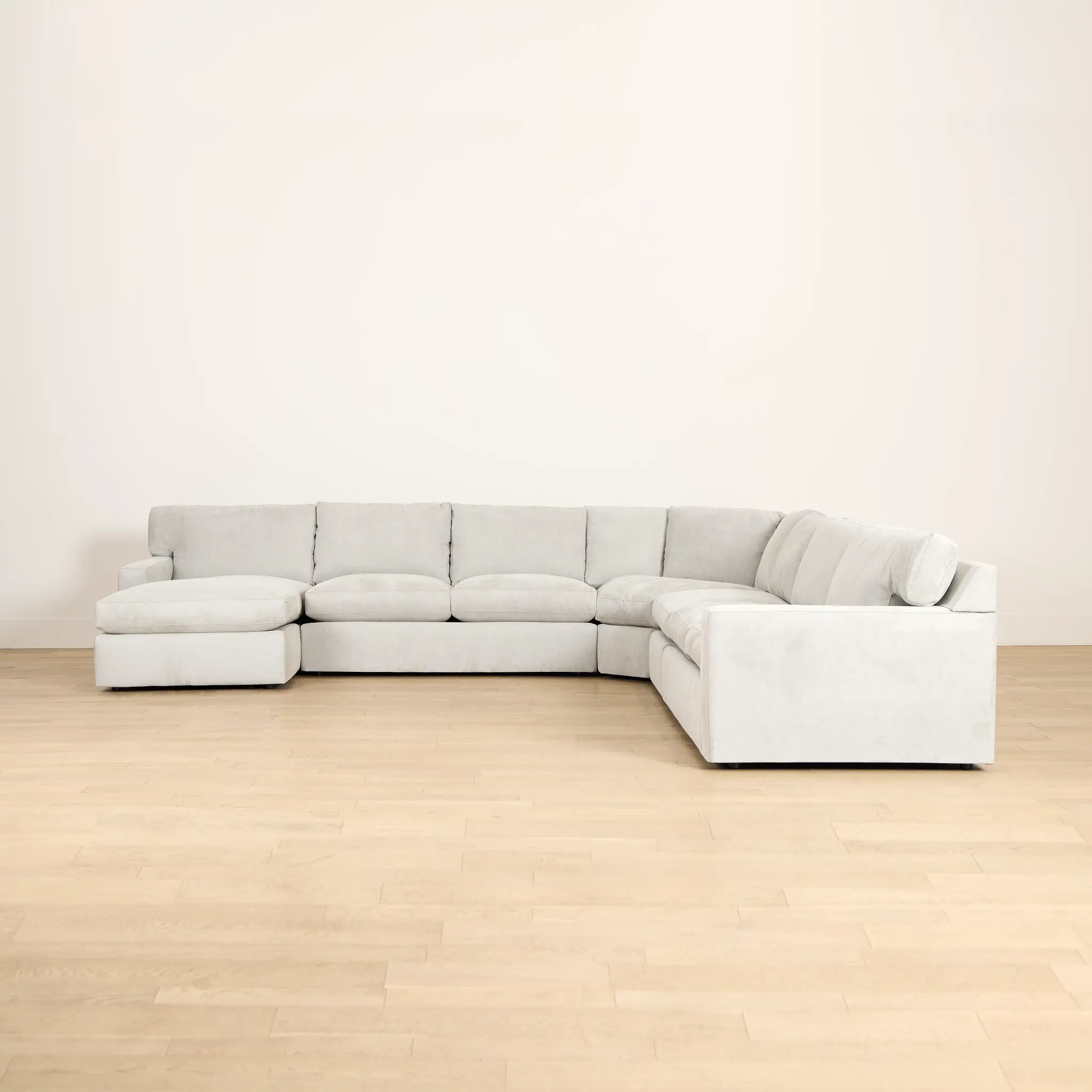 Hudson Gray Fabric Large Left Chaise Wedge Sectional Hudson Gray Fabric Large Left Chaise Wedge Sectional