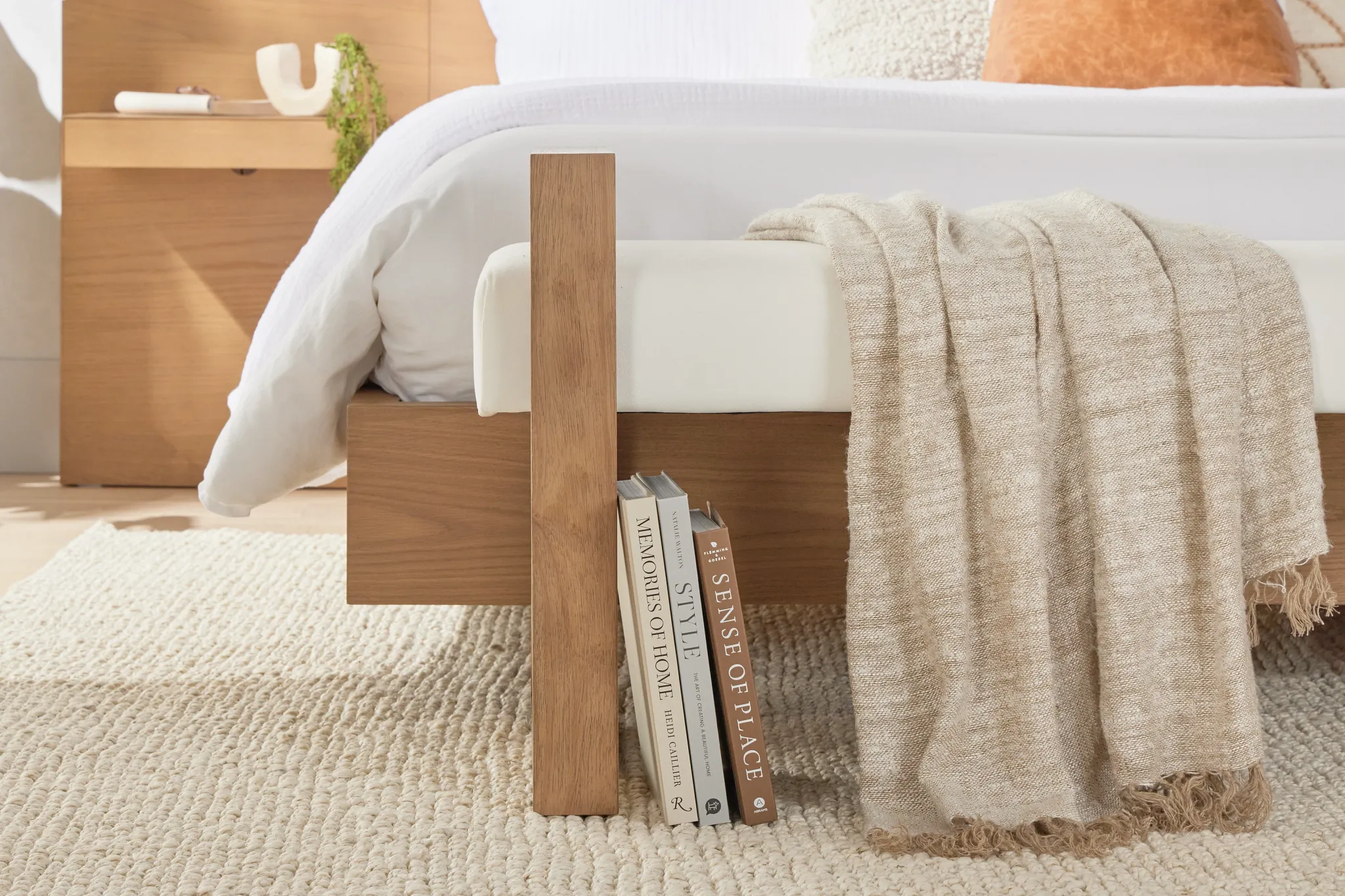 Haven White Upholstered Dining Bench