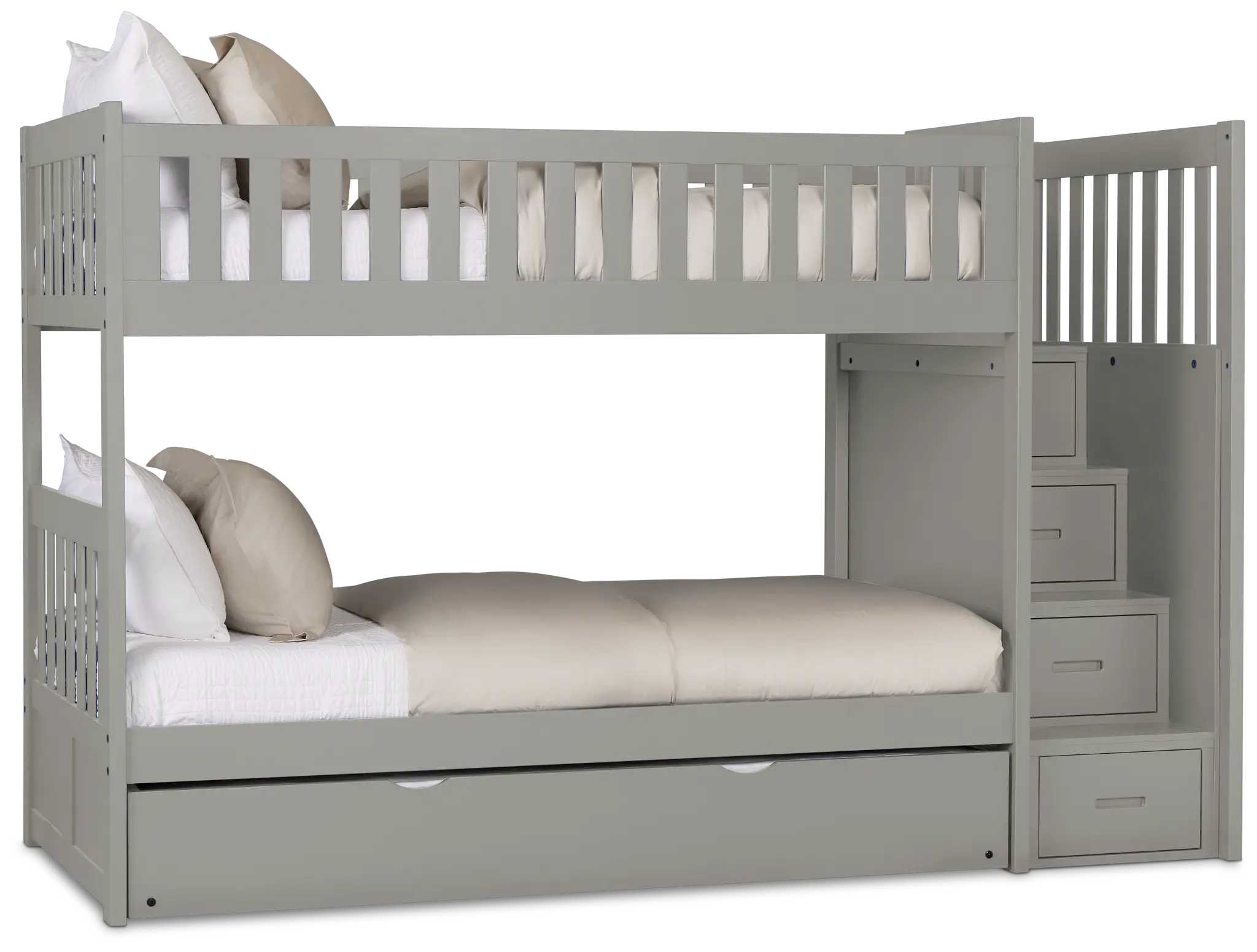 Charleston Gray Step Trundle Bunk Bed Charleston Gray Step Trundle Bunk Bed