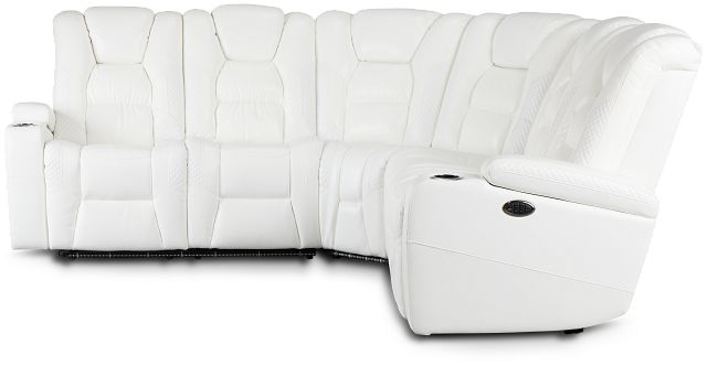 Troy White Micro Small Dual Power Reclining Two-arm Sectional