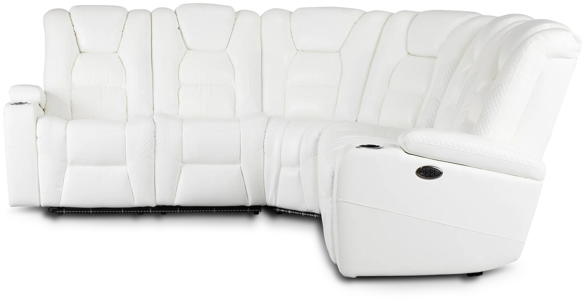 Troy White Micro Small Dual Power Reclining Two-arm Sectional
