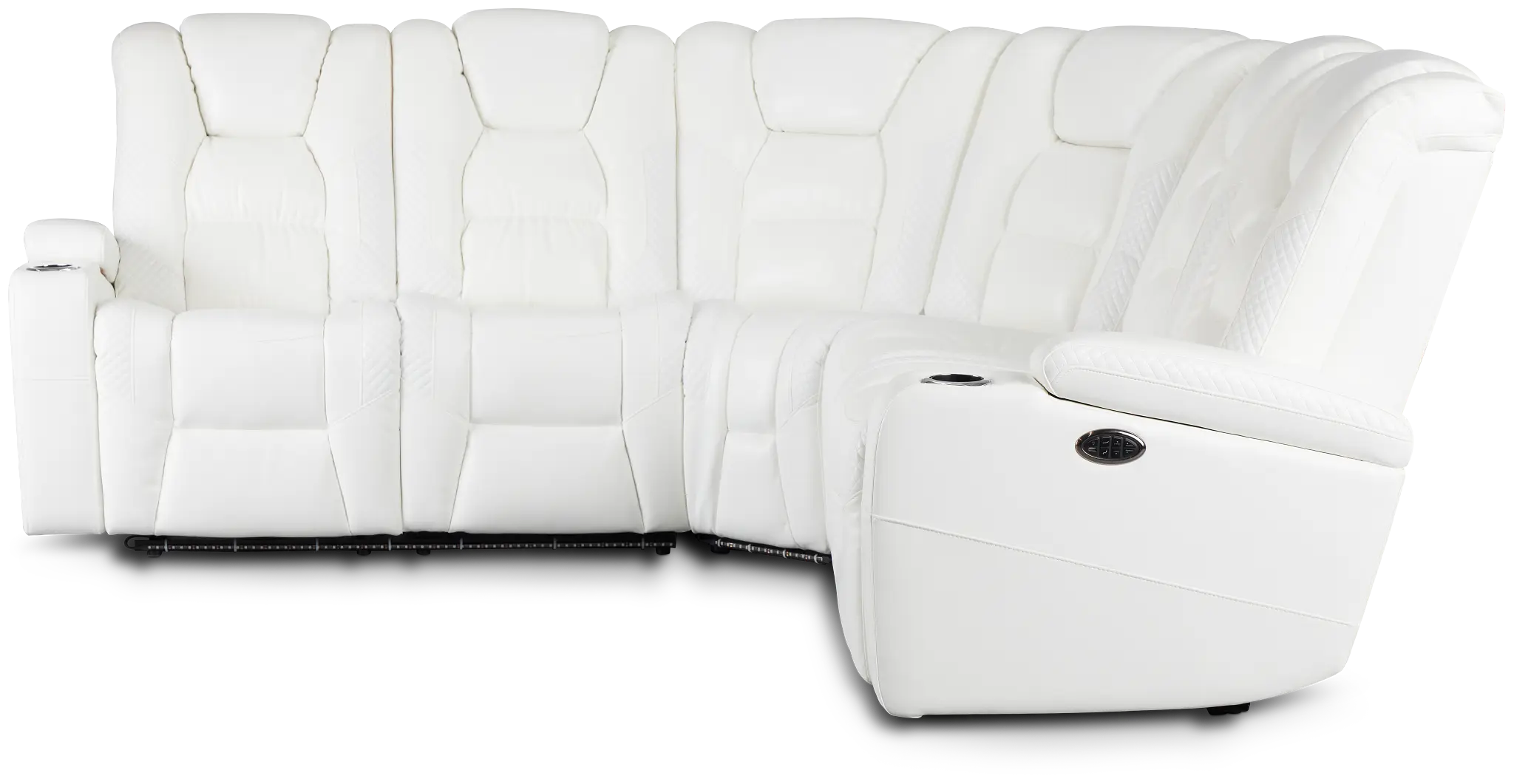 Troy White Micro Small Dual Power Reclining Two-arm Sectional Troy White Micro Small Dual Power Reclining Two-arm Sectional