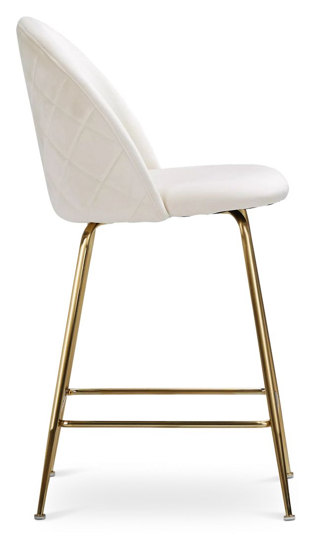 Capri Ivoryvelvet Upholstered 24" Barstools W/gold Legs