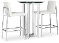 Amalfi White Glass Pub Table & 2 Upholstered Barstools