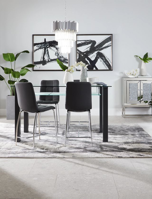 Vienna Dark Gray Rect High Table & 4 Barstools