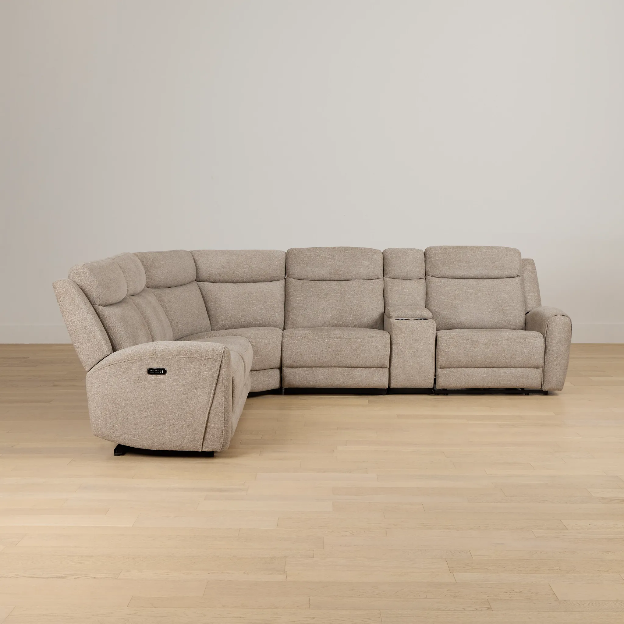 Walker Beige Fabric Medium Dual Power 2-arm Reclining Sectional