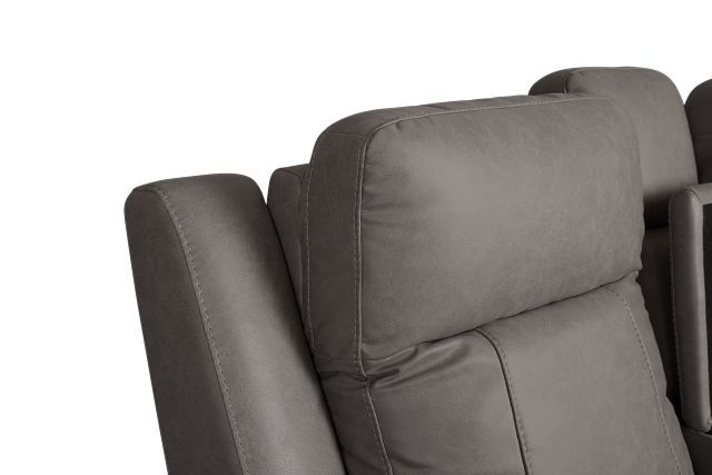 Colton Light Gray Micro Power Reclining Console Loveseat W/ Power Headrest