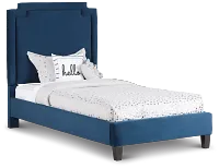 Whitney Dark Blue Uph Platform Bed