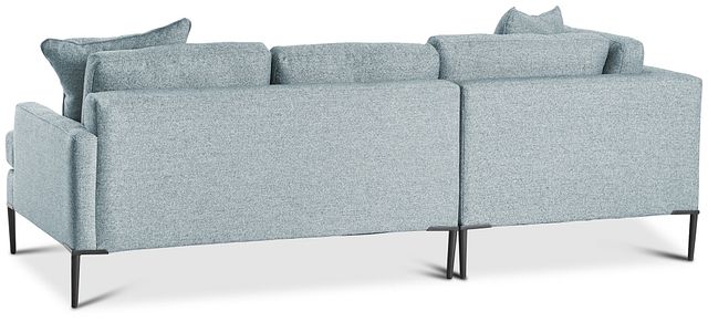 Morgan Teal Fabric Small Left Bumper Sectional W/ Metal Legs (3)