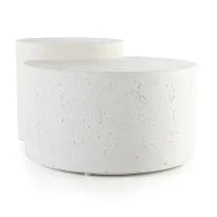 Four Hands Miza White Small Round Coffee Table