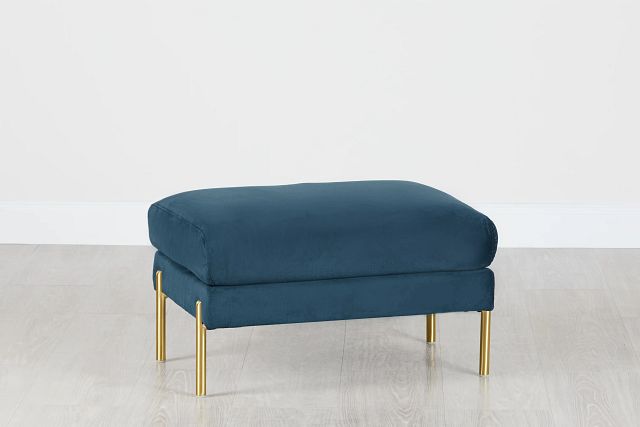 Bella Dark Blue Velvet Ottoman