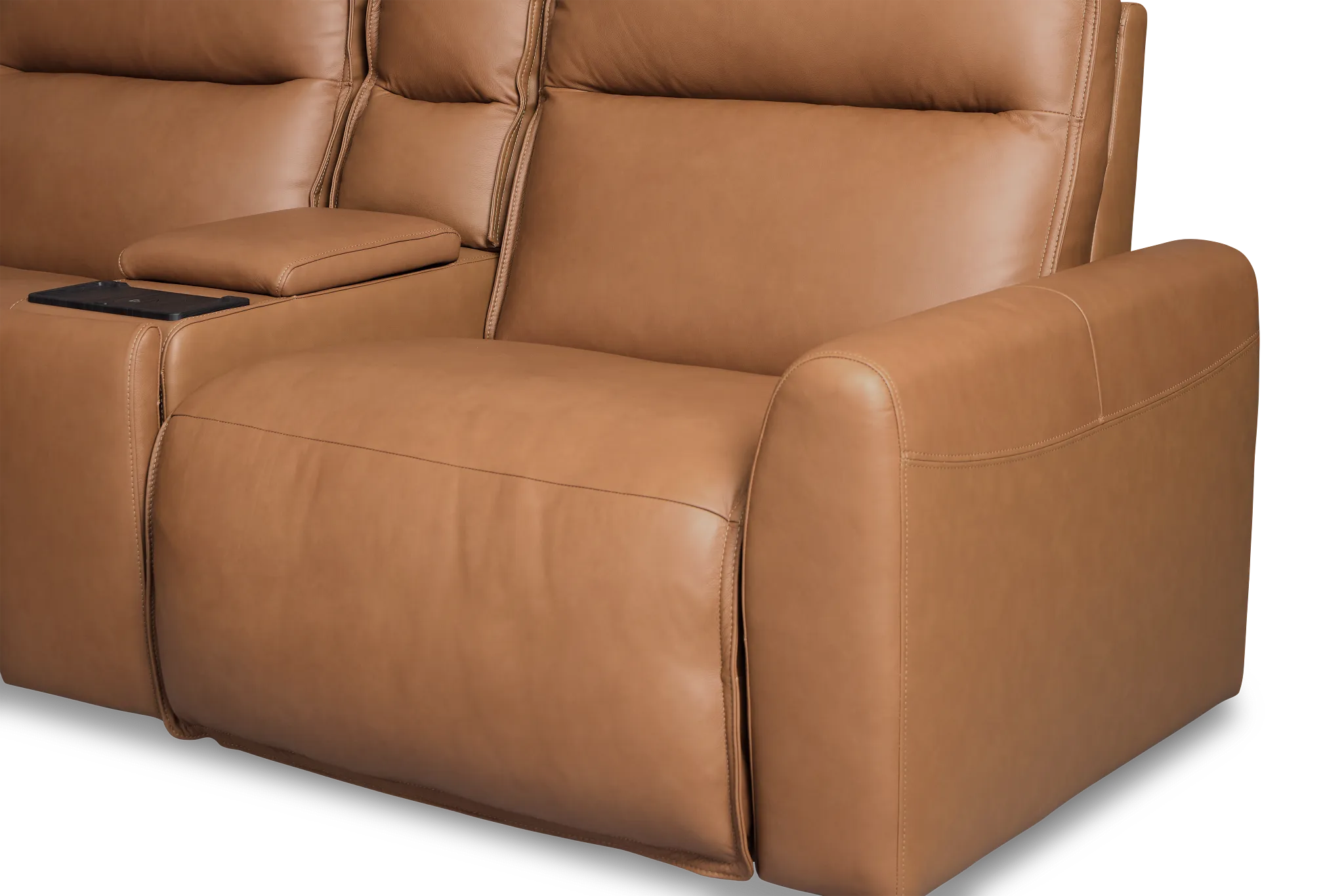 Edison Medium Brown Leather/vinyl Large Triple Power Reclining 2-arm Sectional