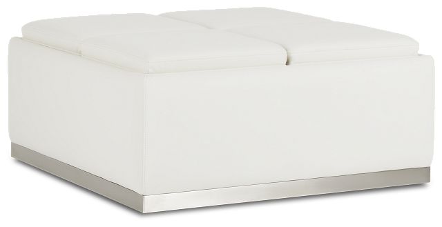Camden White Micro Cocktail Ottoman With Metal Base With Tray (1)